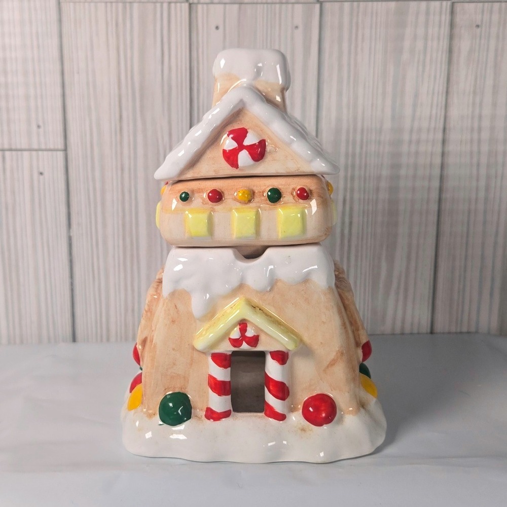 Vintage L & L‎ Designs Gingerbread House Potpourri Pot Ceramic 1988 Christmas